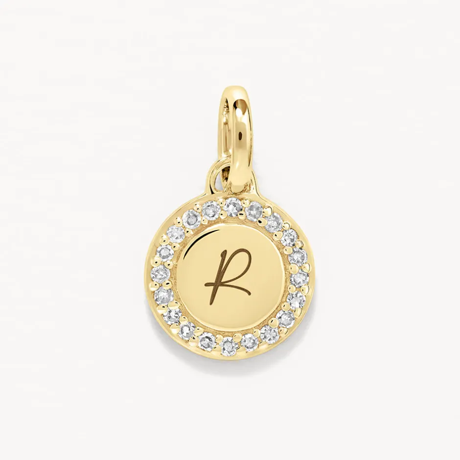 Online Diamond Mini Engravable Disc Necklace in 10k Gold Bridal Gifts | Family Gifts