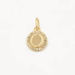 Online Diamond Mini Engravable Disc Necklace in 10k Gold Bridal Gifts | Family Gifts