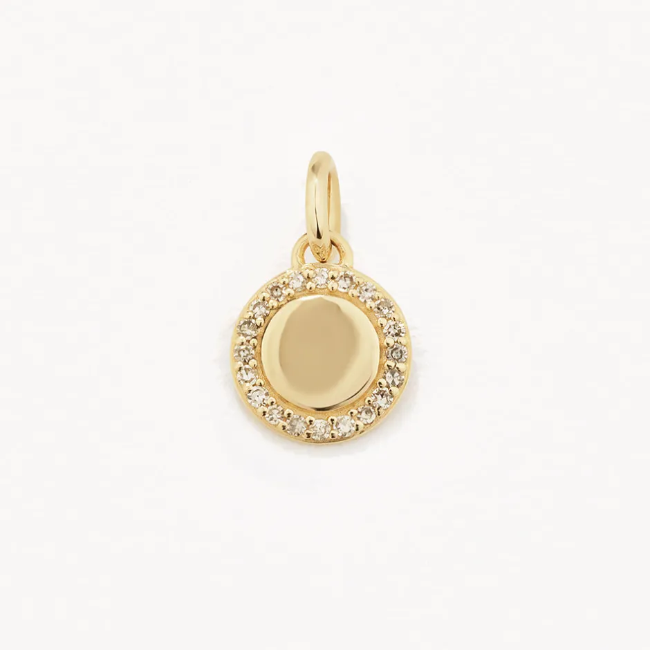 Online Diamond Mini Engravable Disc Necklace in 10k Gold Bridal Gifts | Family Gifts