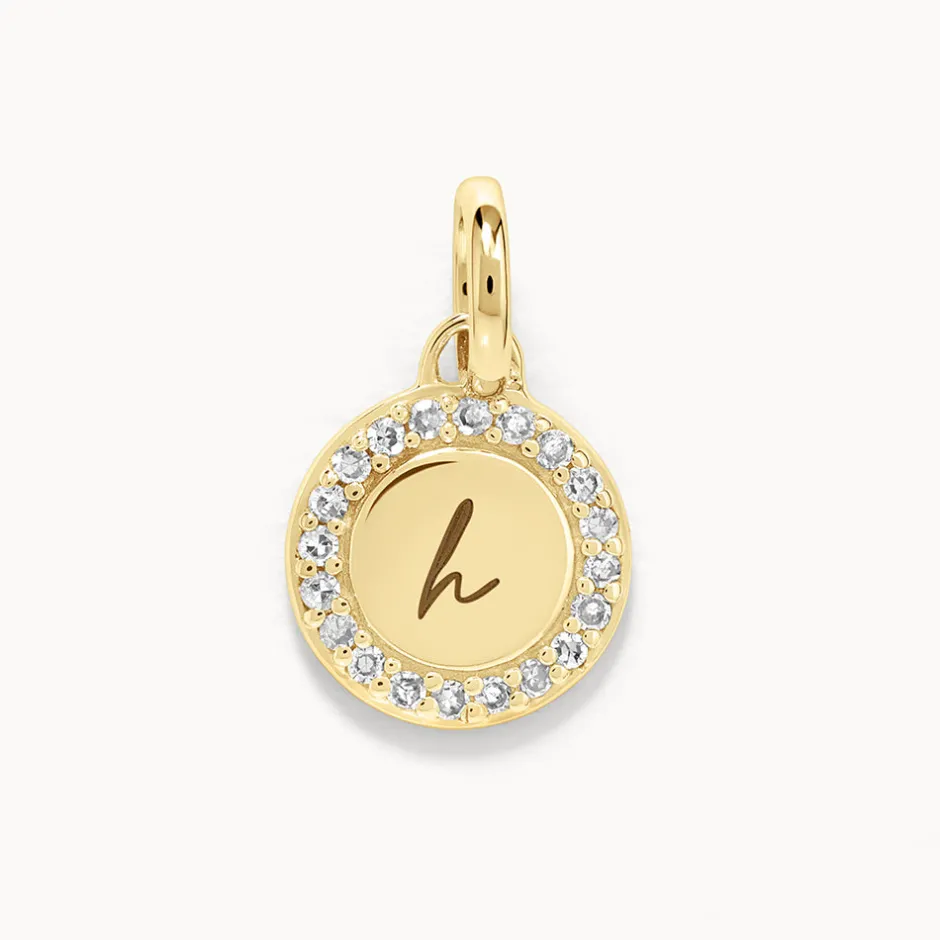 Online Diamond Mini Engravable Disc Necklace in 10k Gold Bridal Gifts | Family Gifts