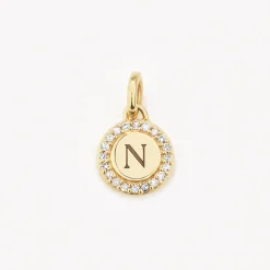 Online Diamond Mini Engravable Disc Necklace in 10k Gold Bridal Gifts | Family Gifts