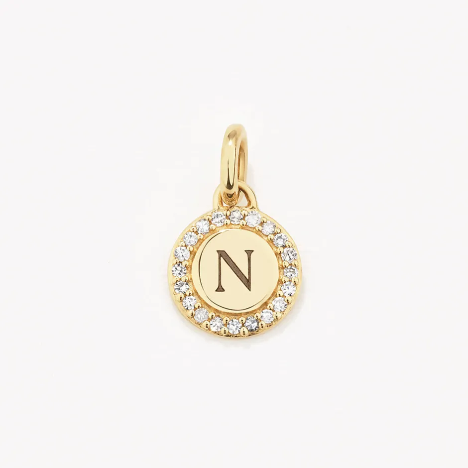 Online Diamond Mini Engravable Disc Necklace in 10k Gold Bridal Gifts | Family Gifts