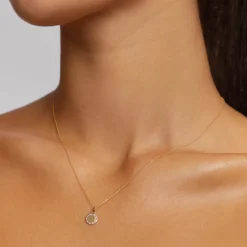 Online Diamond Mini Engravable Disc Necklace in 10k Gold Bridal Gifts | Family Gifts