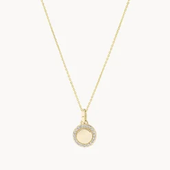 Online Diamond Mini Engravable Disc Necklace in 10k Gold Bridal Gifts | Family Gifts