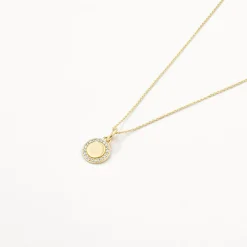 Online Diamond Mini Engravable Disc Necklace in 10k Gold Bridal Gifts | Family Gifts