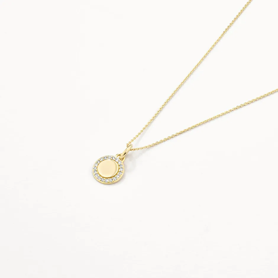 Online Diamond Mini Engravable Disc Necklace in 10k Gold Bridal Gifts | Family Gifts