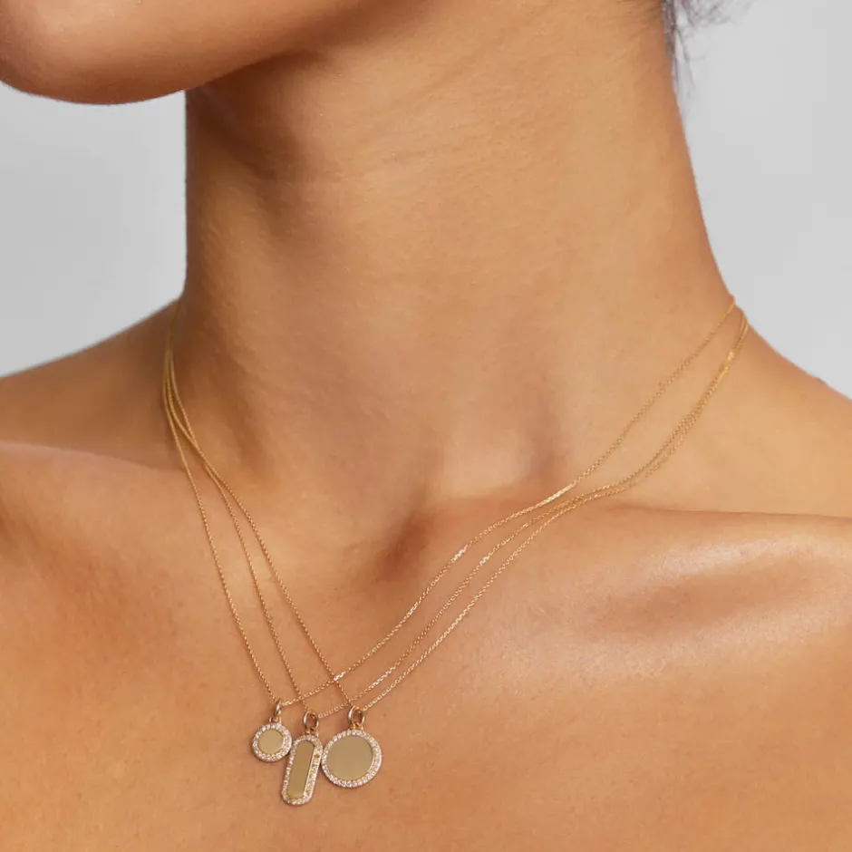 Online Diamond Mini Engravable Disc Necklace in 10k Gold Bridal Gifts | Family Gifts