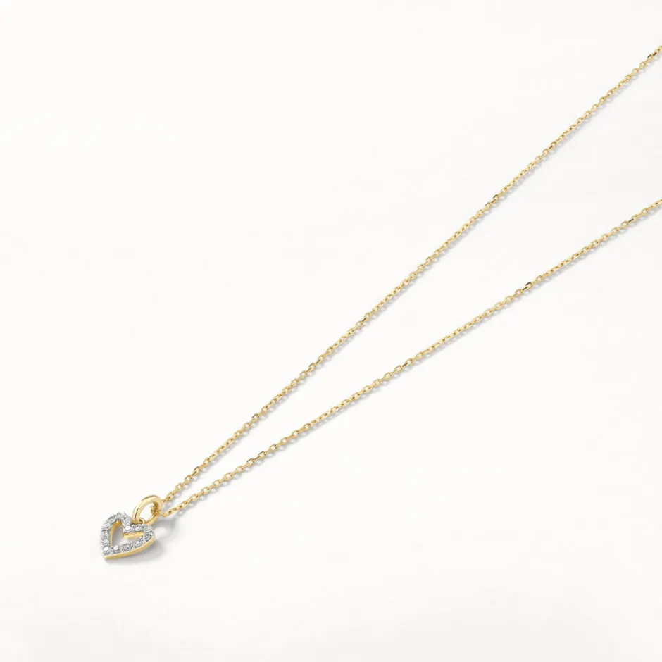 Fashion Diamond Open Heart Necklace in 10k Gold Gifts For Her | Symbolic Jewellery
