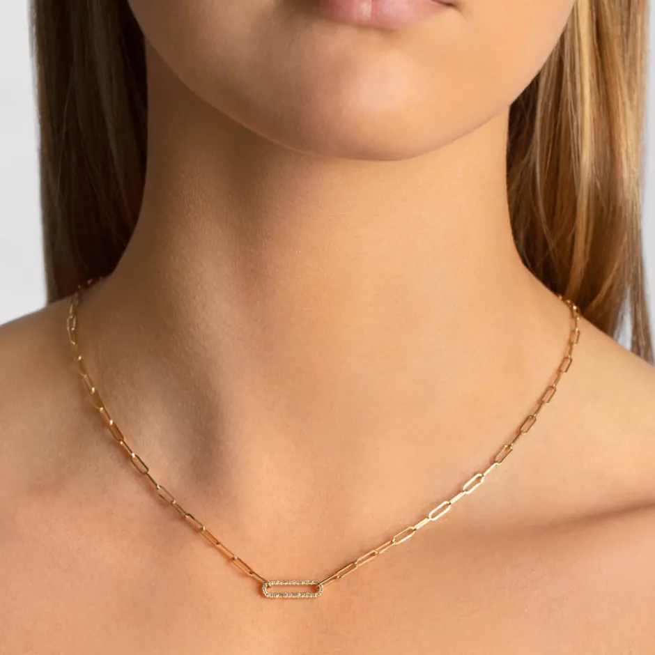 Clearance Diamond Paperclip Chain Necklace in 10k Gold Best Selling Gifts | Gifts For Her
