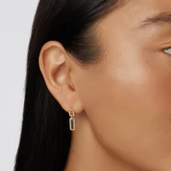 Best Diamond Paperclip Drop Earrings in 10k Gold Natural Diamonds | 10k Gold