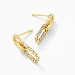 Best Diamond Paperclip Drop Earrings in 10k Gold Natural Diamonds | 10k Gold