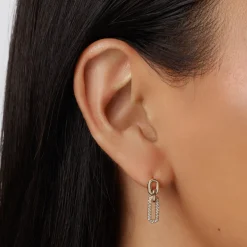 Best Diamond Paperclip Drop Earrings in 10k Gold Natural Diamonds | 10k Gold
