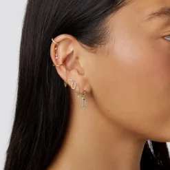 Best Diamond Paperclip Drop Earrings in 10k Gold Natural Diamonds | 10k Gold