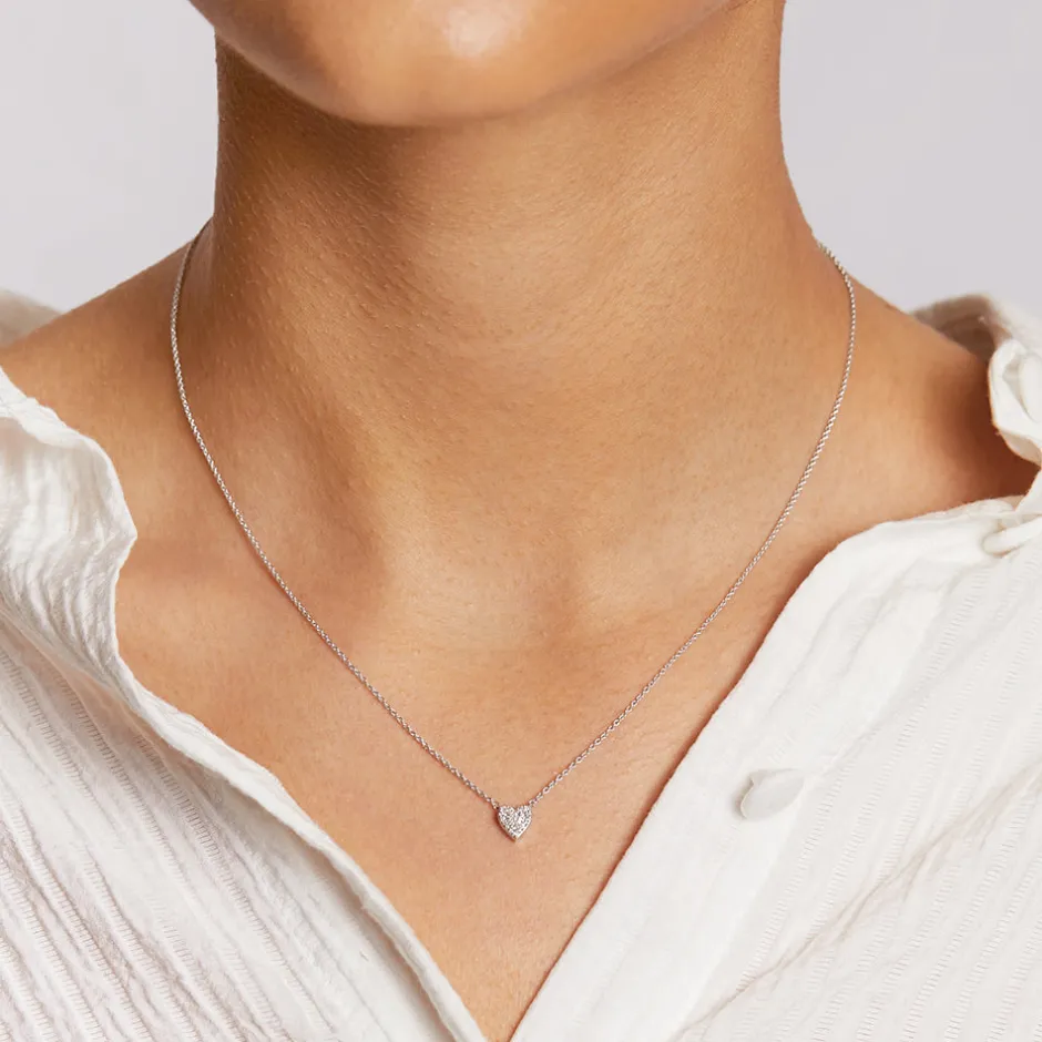 Fashion Diamond Pave Heart Necklace in Silver Best Selling Gifts | Gifts For Her
