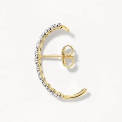Sale Diamond Pave Suspender Bar Single Earring in 10k Gold Earrings | Suspenders