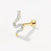 Fashion Diamond Snake Helix Single Stud Earring in 10k Gold Symbolic Jewellery | Natural Diamonds