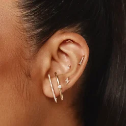 Online Diamond Suspender Bar Single Earring in 10k Gold Natural Diamonds | 10k Gold