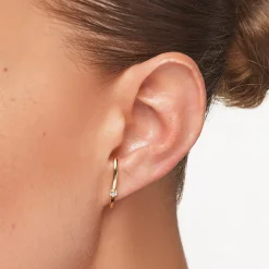 Online Diamond Suspender Bar Single Earring in 10k Gold Natural Diamonds | 10k Gold