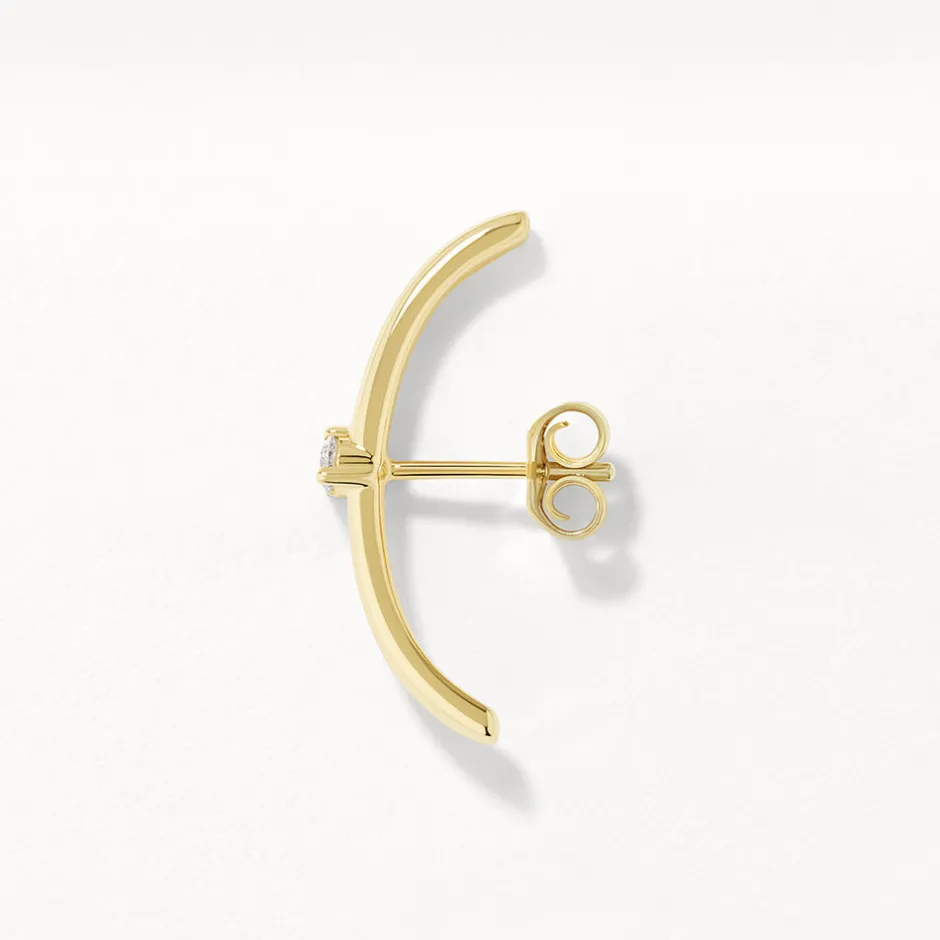 Online Diamond Suspender Bar Single Earring in 10k Gold Natural Diamonds | 10k Gold