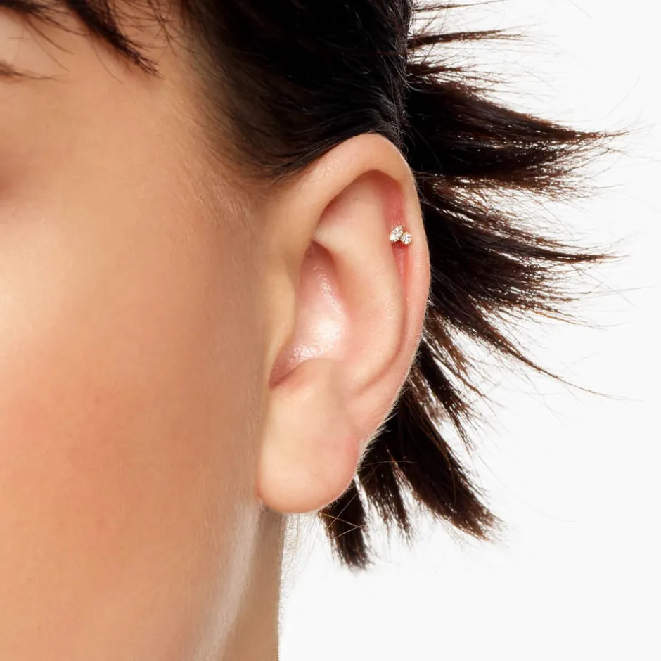 Discount Diamond Toi Et Moi Helix Single Stud Earring in 10k Gold Natural Diamonds | 10k Gold