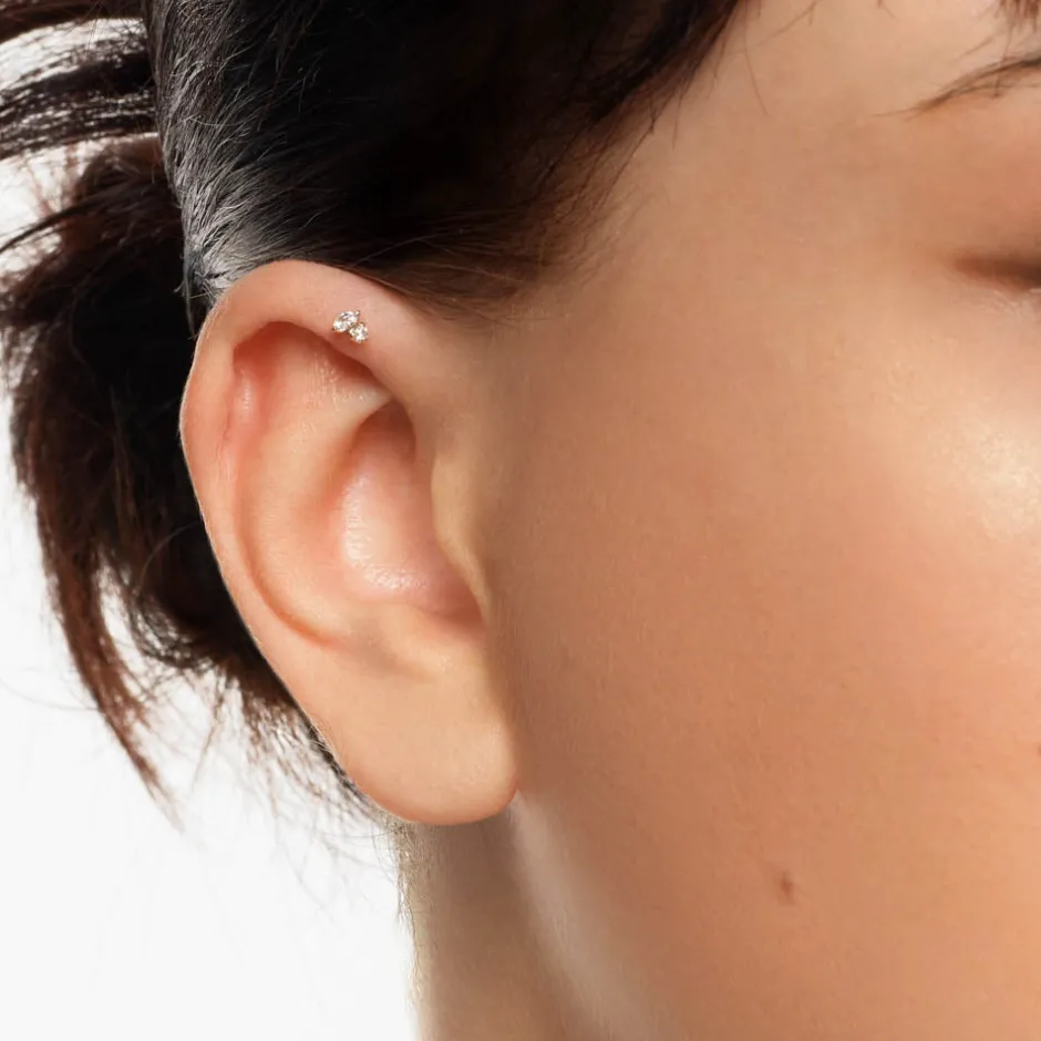 Discount Diamond Toi Et Moi Helix Single Stud Earring in 10k Gold Natural Diamonds | 10k Gold