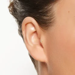 Discount Diamond Trio Bar Helix Single Stud Earring in 10k Gold Natural Diamonds | 10k Gold