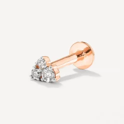 Hot Diamond Trio Helix Single Stud Earring in 10k Rose Gold Natural Diamonds | 10k Rose Gold