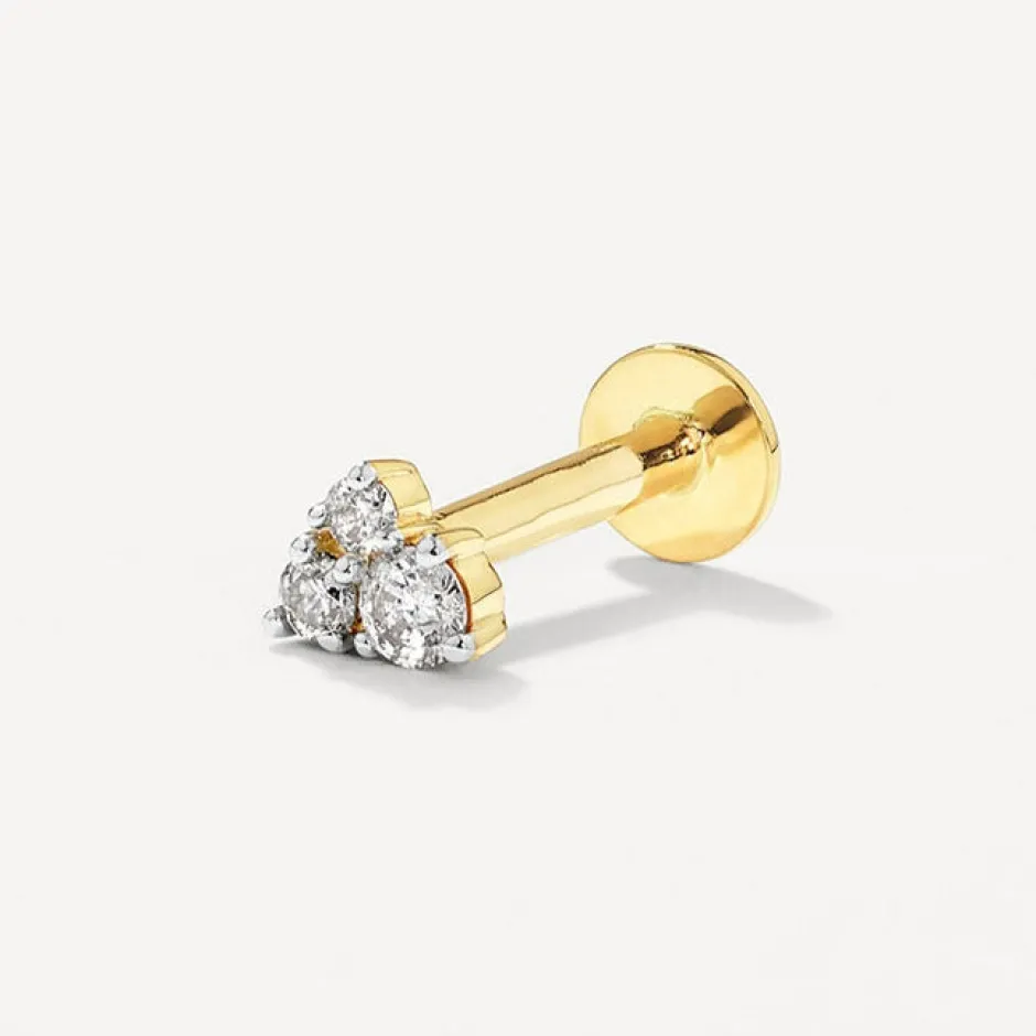 Discount Diamond Trio Helix Single Stud Earring in 10k Gold Gifts For Him | Bridal Gifts