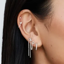 Discount Diamond Trio Helix Single Stud Earring in Silver Gifts For Him | Bridal Gifts