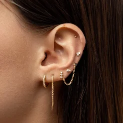 Discount Diamond Trio Helix Single Stud Earring in 10k Gold Gifts For Him | Bridal Gifts