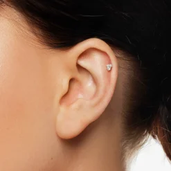 Hot Diamond Trio Helix Single Stud Earring in 10k Rose Gold Natural Diamonds | 10k Rose Gold