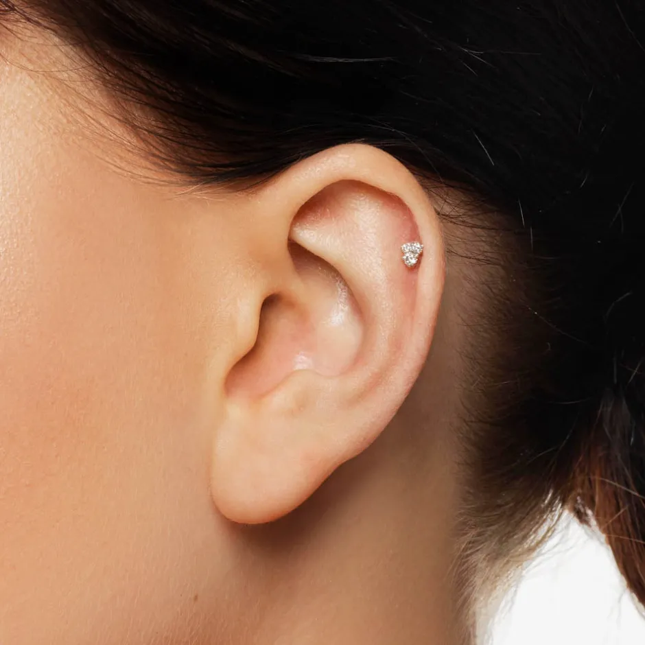 Hot Diamond Trio Helix Single Stud Earring in 10k Rose Gold Natural Diamonds | 10k Rose Gold