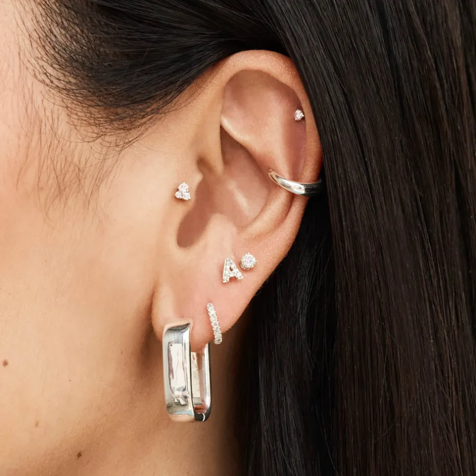 Discount Diamond Trio Helix Single Stud Earring in Silver Gifts For Him | Bridal Gifts