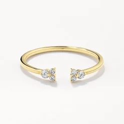 Clearance Diamond Trio Open Stacker Ring in 10k Gold Under $500 | Natural Diamonds