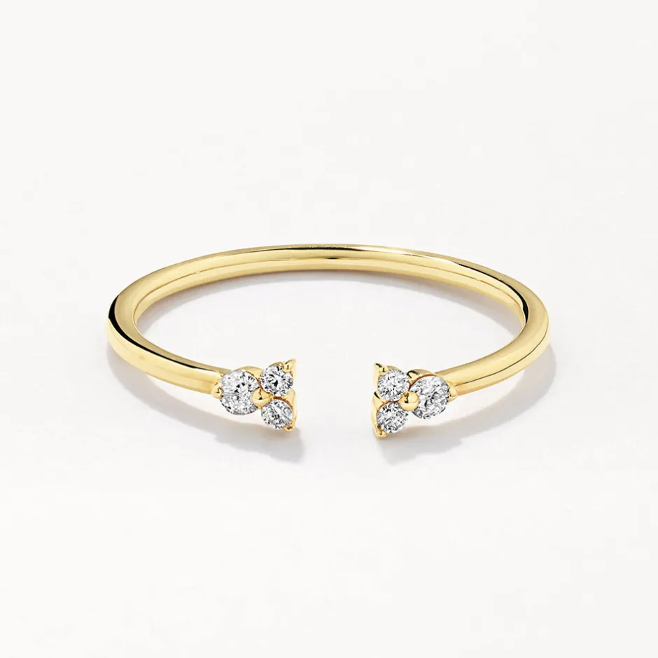 Clearance Diamond Trio Open Stacker Ring in 10k Gold Under $500 | Natural Diamonds