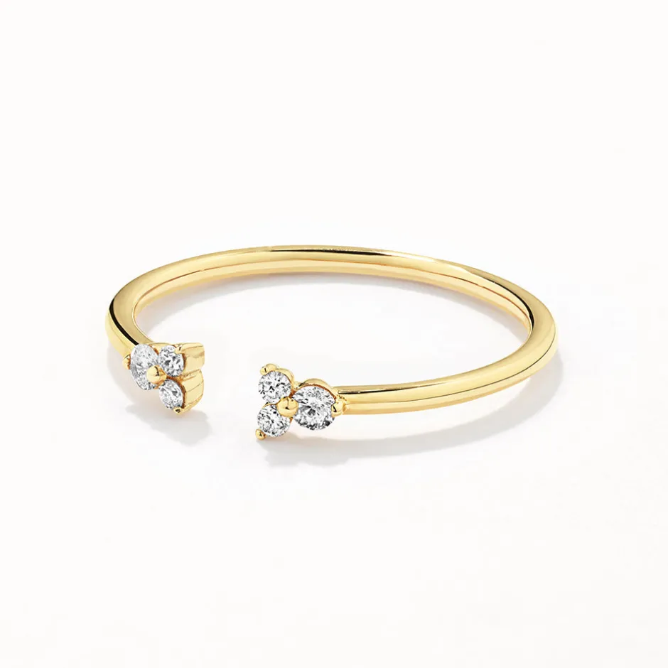 Clearance Diamond Trio Open Stacker Ring in 10k Gold Under $500 | Natural Diamonds