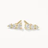 New Diamond Triple Stud Earrings in 10k Gold Bridal Gifts | Best Friend Gifts