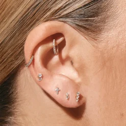 New Diamond Triple Stud Earrings in 10k Gold Bridal Gifts | Best Friend Gifts