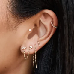 New Diamond Triple Stud Earrings in 10k Gold Bridal Gifts | Best Friend Gifts