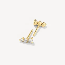New Diamond Triple Stud Earrings in 10k Gold Bridal Gifts | Best Friend Gifts