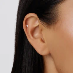 New Diamond Twin Cluster Helix Single Stud Earring in 10k Gold Natural Diamonds | 10k Gold