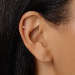 New Diamond Twin Cluster Helix Single Stud Earring in 10k Gold Natural Diamonds | 10k Gold