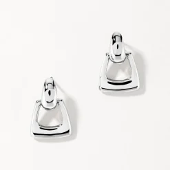 Online Doorknocker Hoop Stud Earrings in Silver 925 Sterling Silver | Earrings