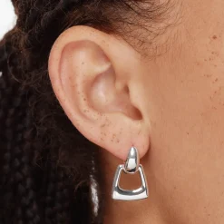 Online Doorknocker Hoop Stud Earrings in Silver 925 Sterling Silver | Earrings