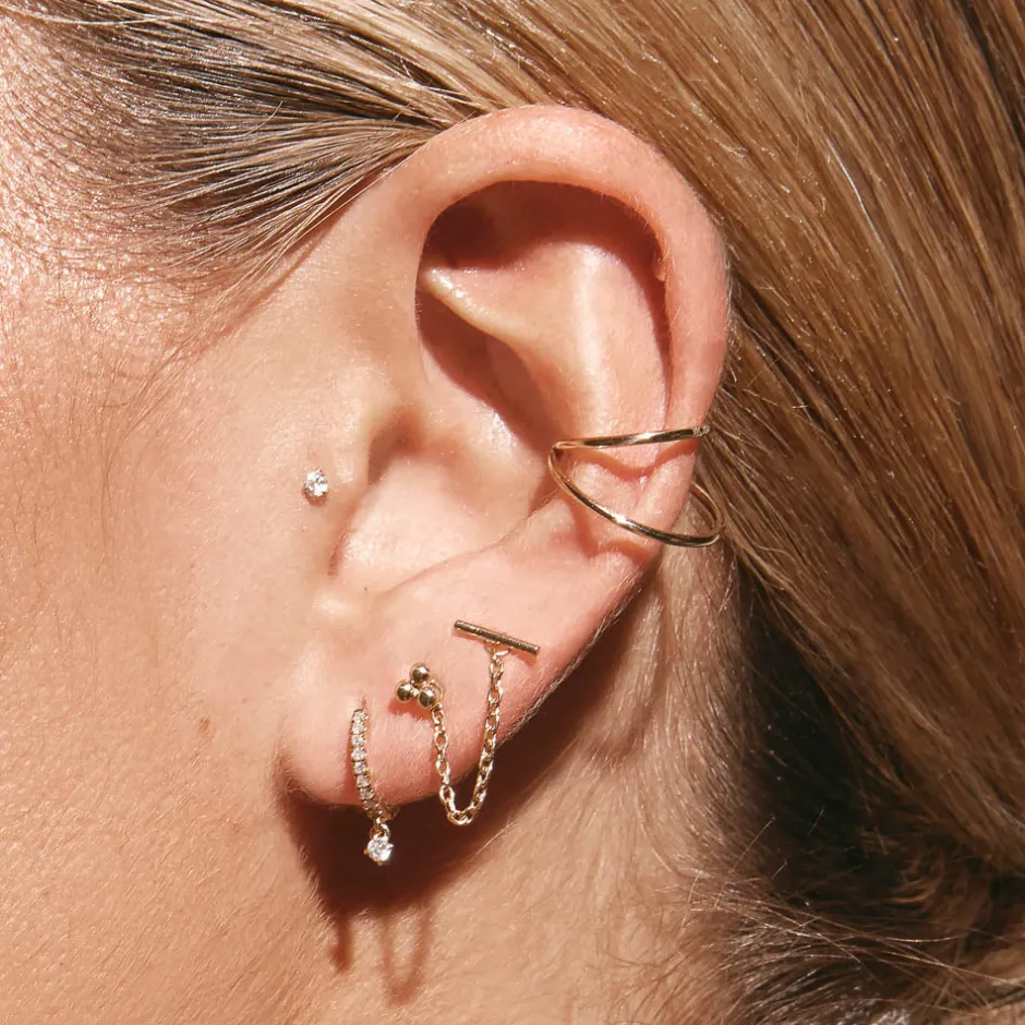 Best Double Band Single Ear Cuff in 10k Gold 10k Gold | Earrings