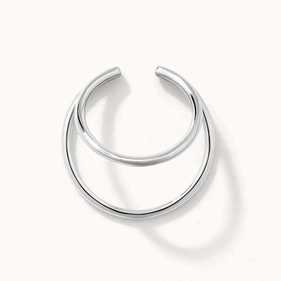 Discount Double Band Single Ear Cuff in Silver 925 Sterling Silver | Earrings