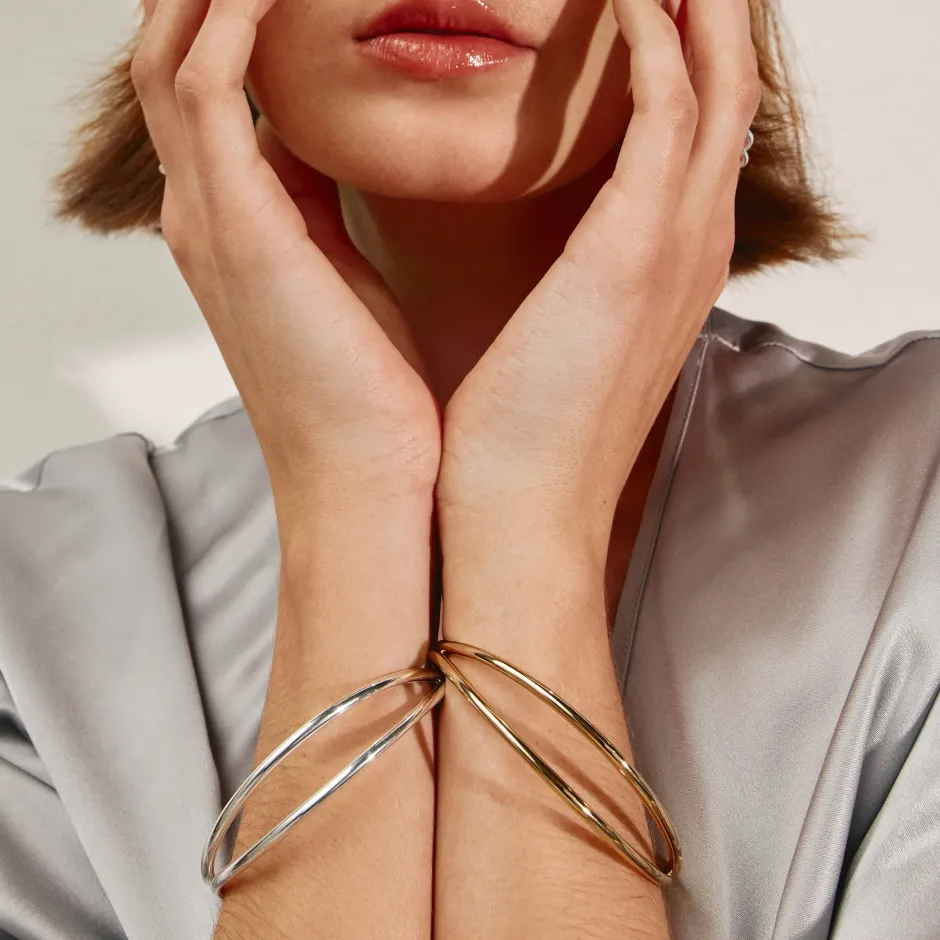 Outlet Double Band Split Bangle in Gold 18k Fine Gold Plated | Bracelets & Bangles
