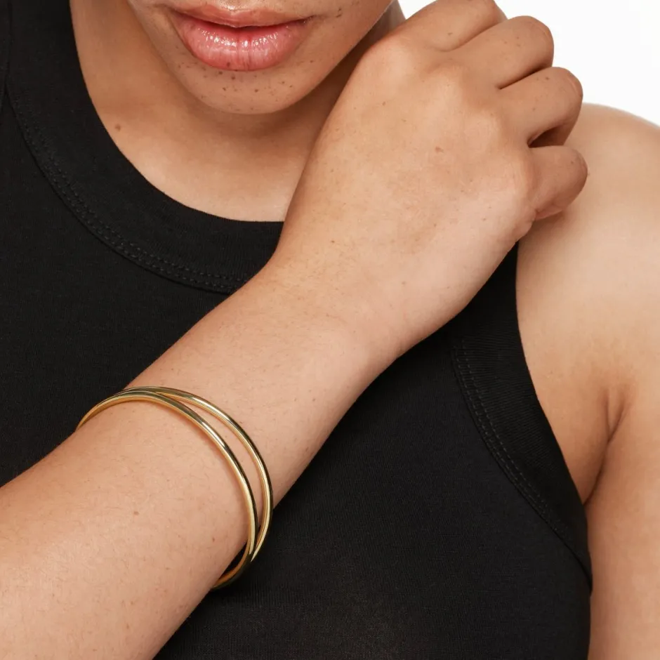 Outlet Double Band Split Bangle in Gold 18k Fine Gold Plated | Bracelets & Bangles