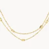 Clearance Double Chain Bead Station Necklace in 10k Gold Necklaces & Pendants | Chains
