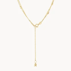 Clearance Double Chain Bead Station Necklace in 10k Gold Necklaces & Pendants | Chains